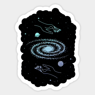 Cosmos Galaxy And Hands Sacred Geometry Stars Sticker